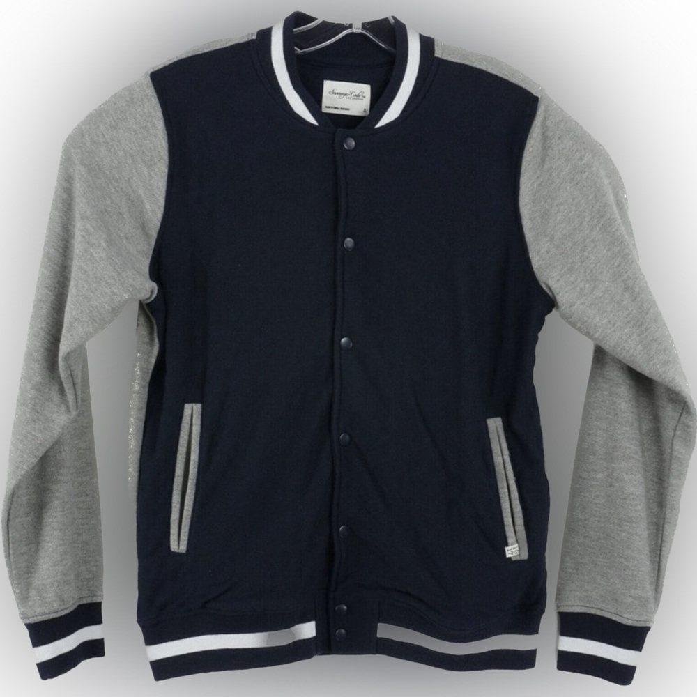 New Sovereign Code Bloomington Men's Small Blue White Varsity Bomber Sweater